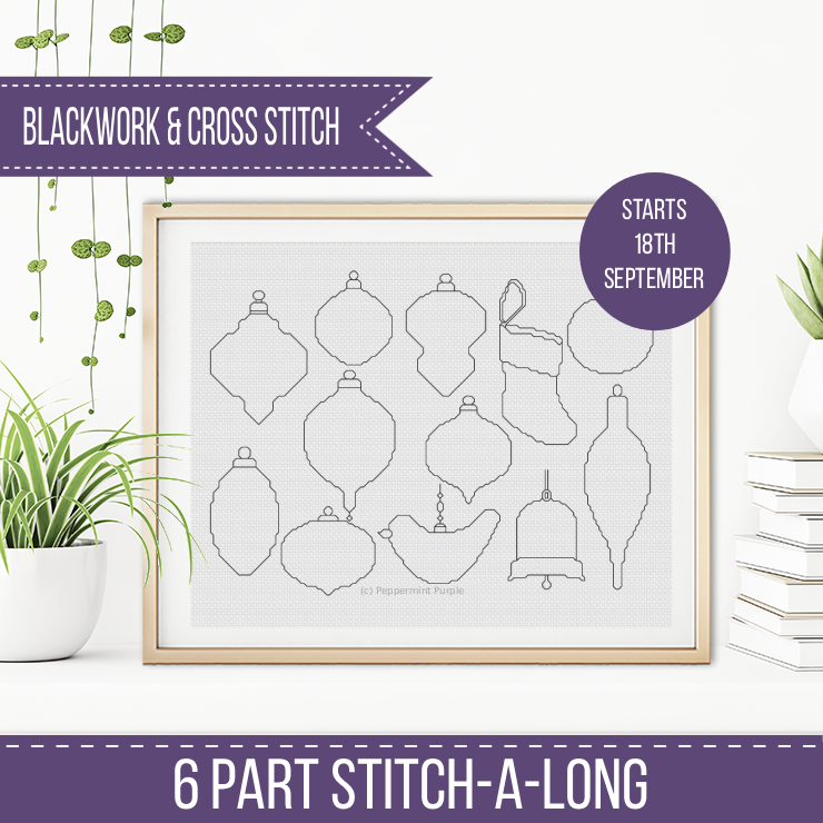Baubles Galore - 2025 Blackwork Pattern by Peppermint Purple