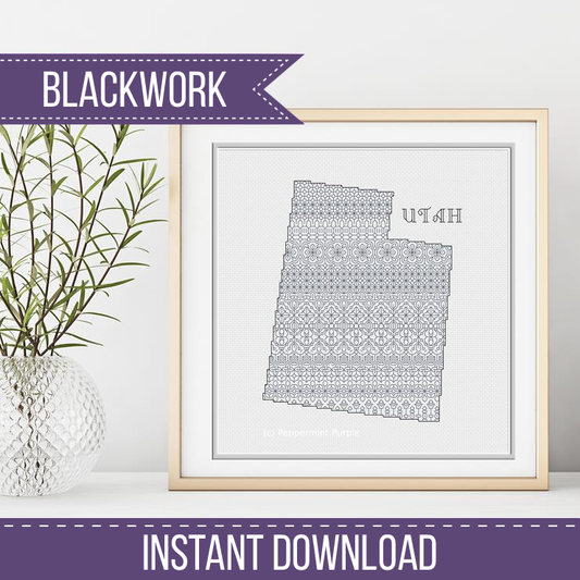 Utah Blackwork Blackwork Pattern by Peppermint Purple