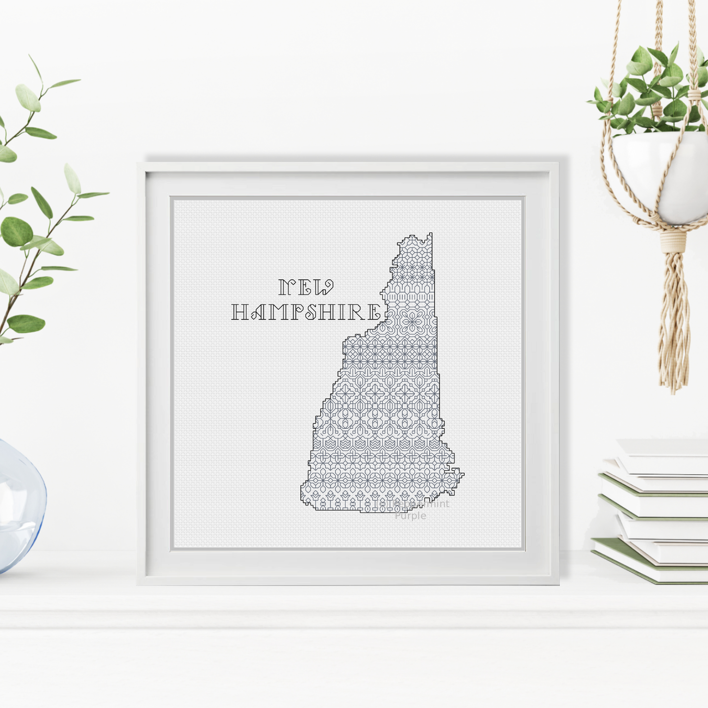 New Hampshire Blackwork Blackwork Pattern by Peppermint Purple