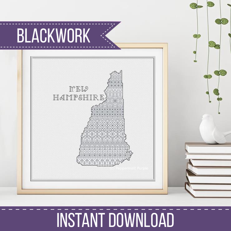 New Hampshire Blackwork Blackwork Pattern by Peppermint Purple