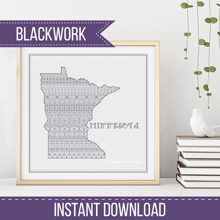 Minnesota Blackwork Blackwork Pattern by Peppermint Purple
