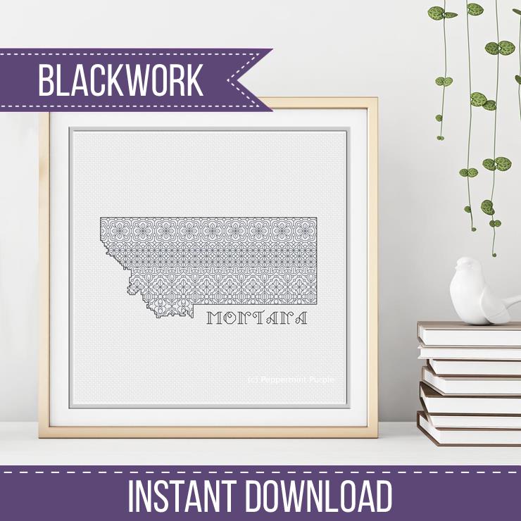 Montana Blackwork Blackwork Pattern by Peppermint Purple