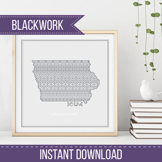 Iowa Blackwork Blackwork Pattern by Peppermint Purple
