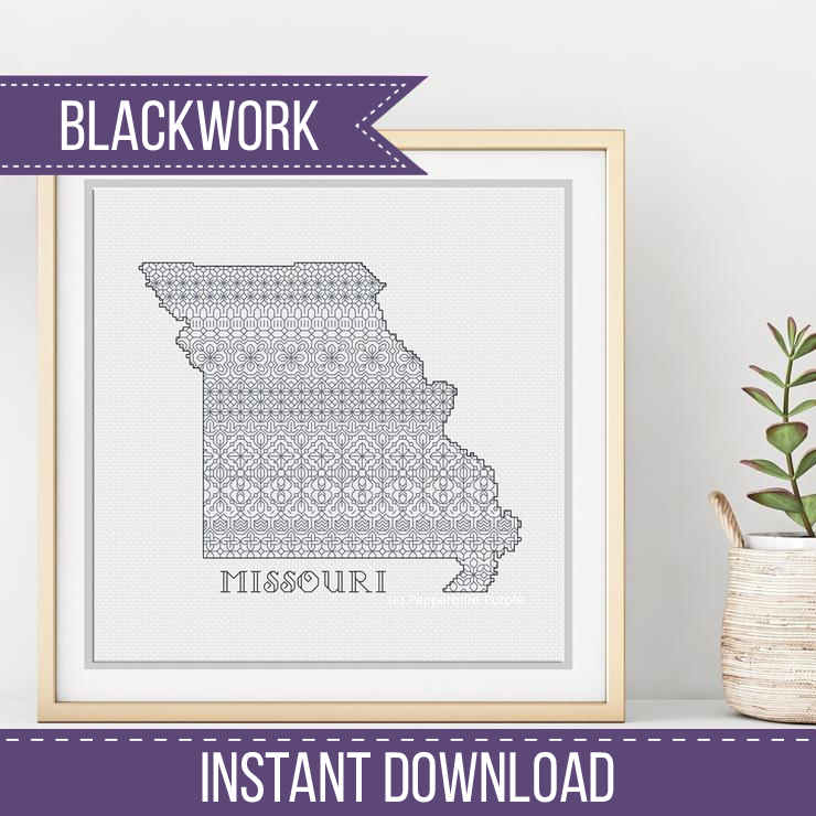 Missouri Blackwork Blackwork Pattern by Peppermint Purple