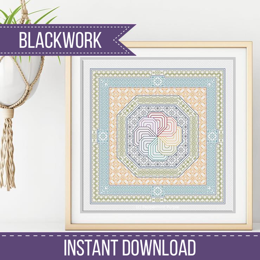 Catherine Wheel Blackwork Pattern by Peppermint Purple