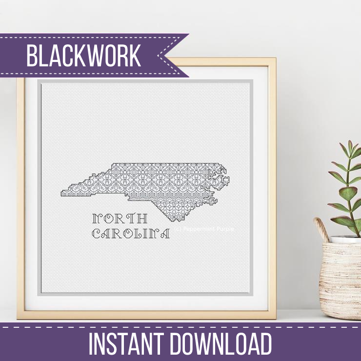 North Carolina Blackwork Blackwork Pattern by Peppermint Purple