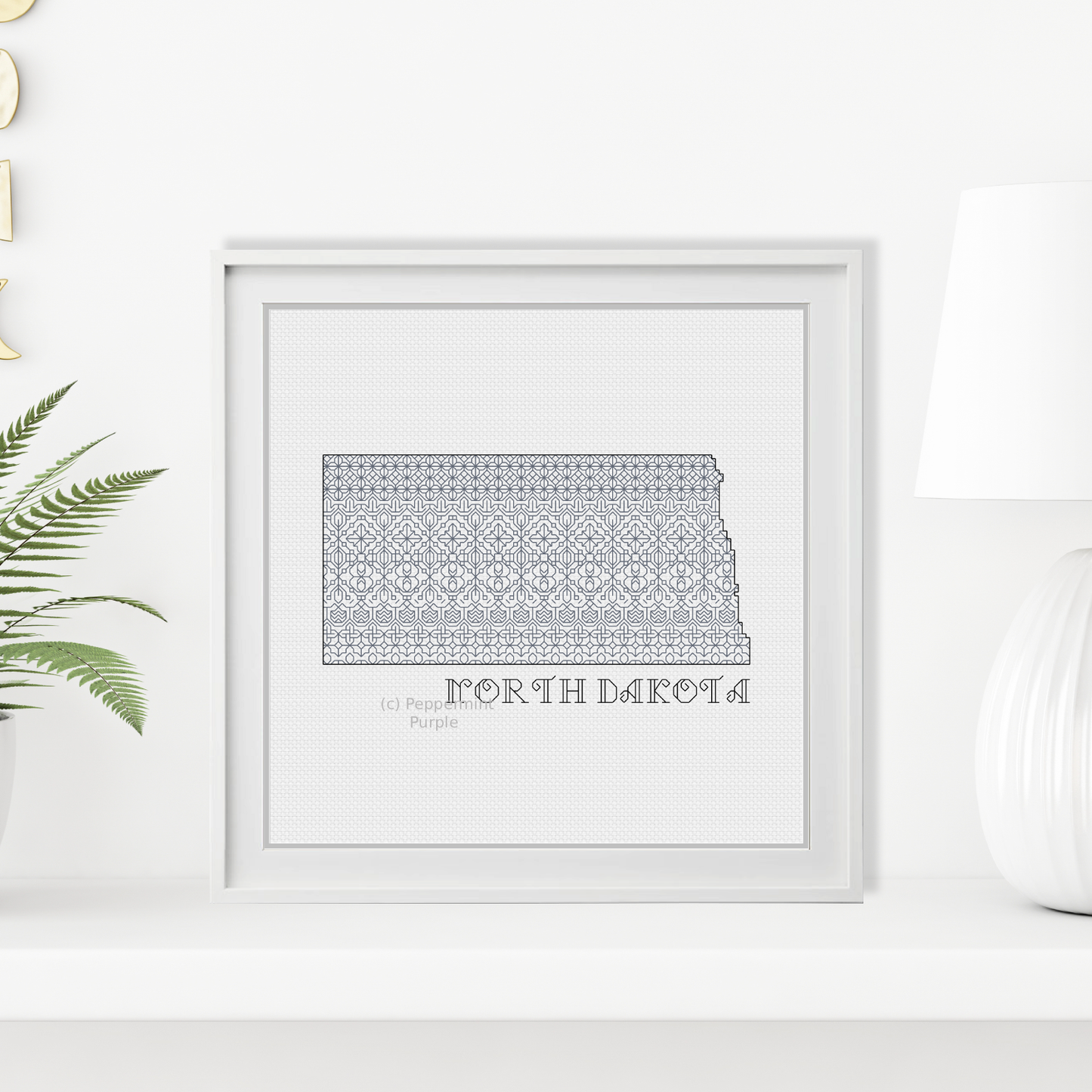 North Dakota Blackwork Blackwork Pattern by Peppermint Purple