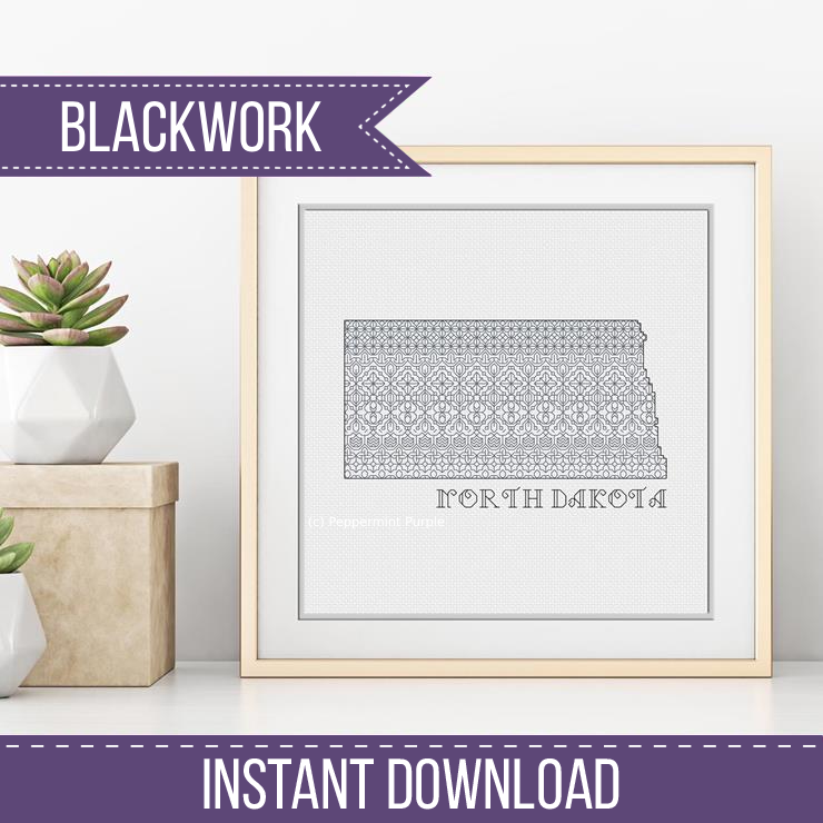 North Dakota Blackwork Blackwork Pattern by Peppermint Purple