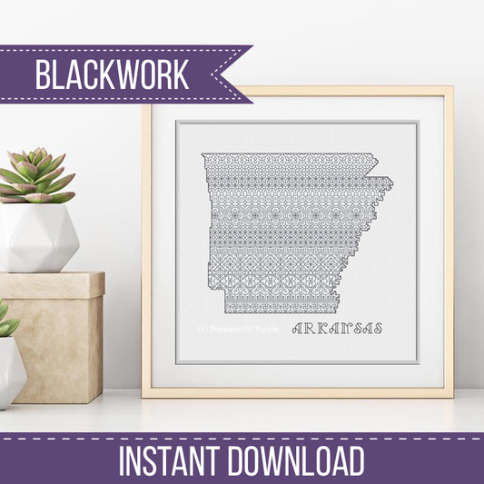 Arkansas Blackwork Blackwork Pattern by Peppermint Purple
