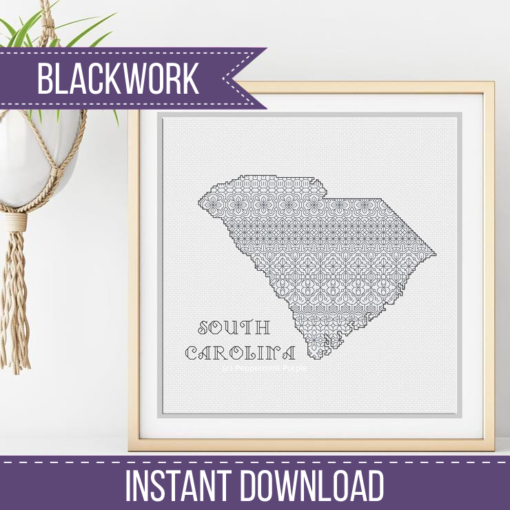 South Carolina Blackwork Blackwork Pattern by Peppermint Purple