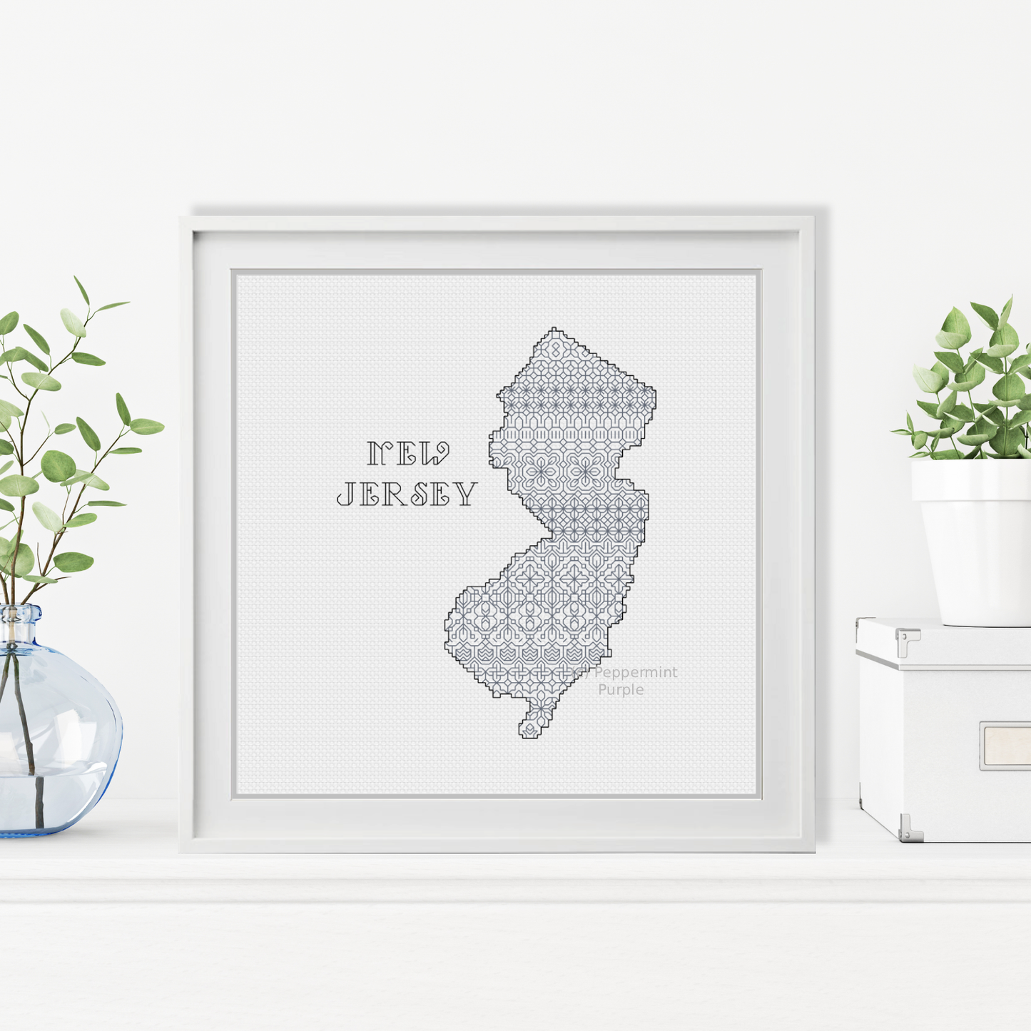 New Jersey Blackwork Blackwork Pattern by Peppermint Purple