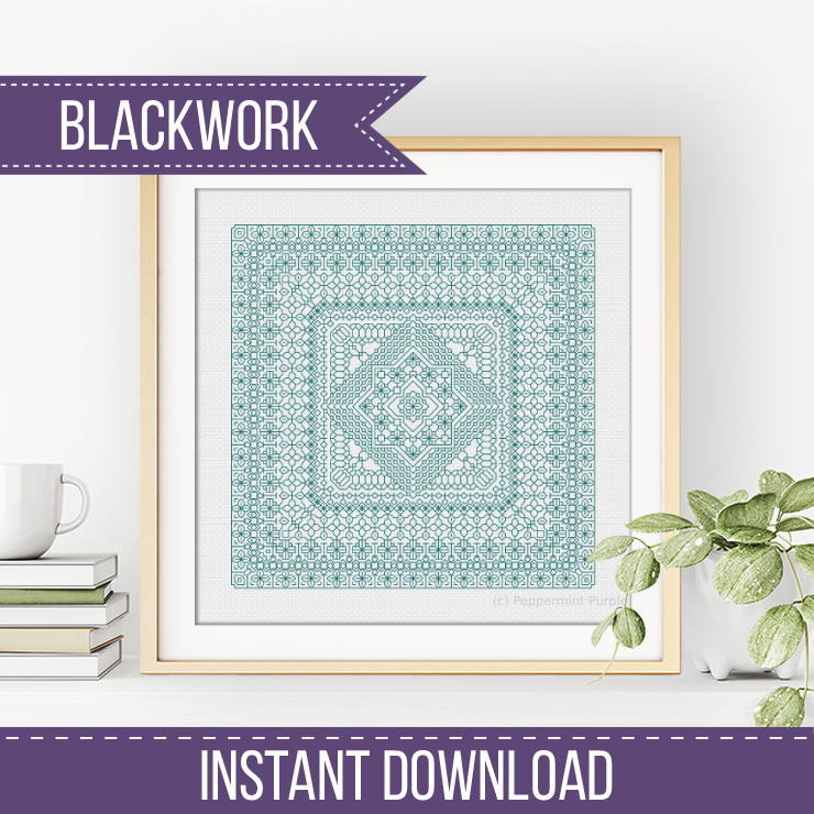 Study In Teal Blackwork Study In Colour by Peppermint Purple