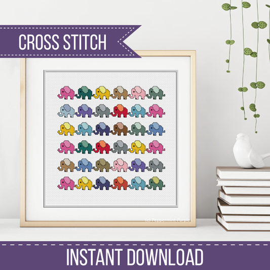 Elephants Cross Stitch Pattern by Peppermint Purple
