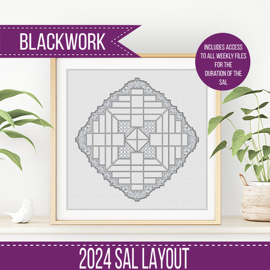 2024 SAL - Adamas Border - Blackwork Patterns & Cross Stitch by Peppermint Purple