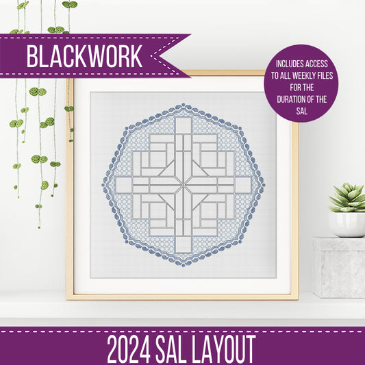2024 SAL - Octagon Border - Blackwork Patterns & Cross Stitch by Peppermint Purple