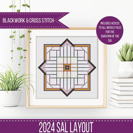 2024 SAL - Rainbow Border - Blackwork Patterns & Cross Stitch by Peppermint Purple