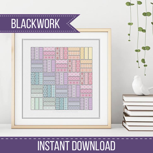 Rainbow Quilt Blackwork Pattern by Peppermint Purple