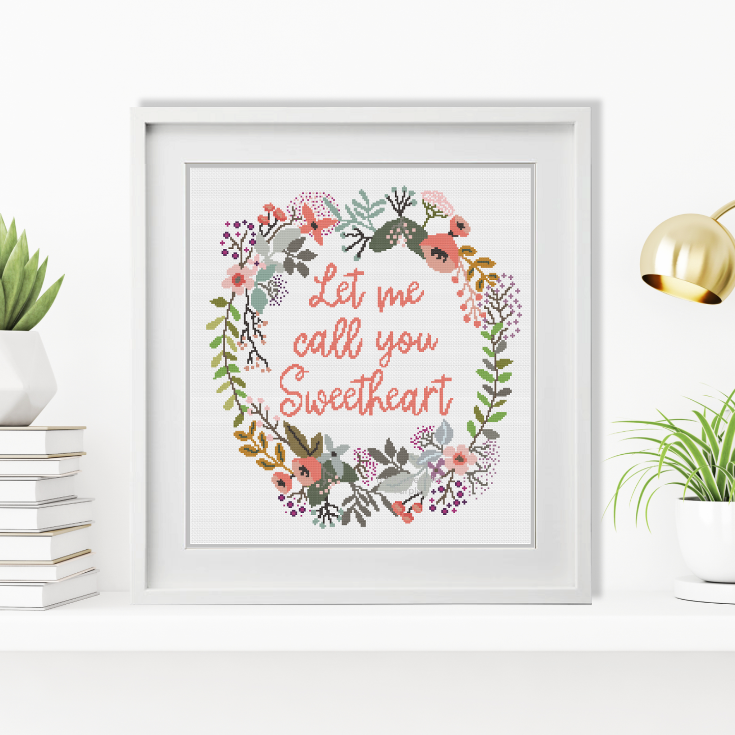 Sweetheart Cross Stitch Wreath