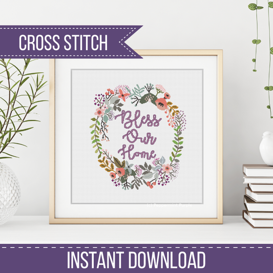 Bless Our Home Cross Stitch Pattern by Peppermint Purple