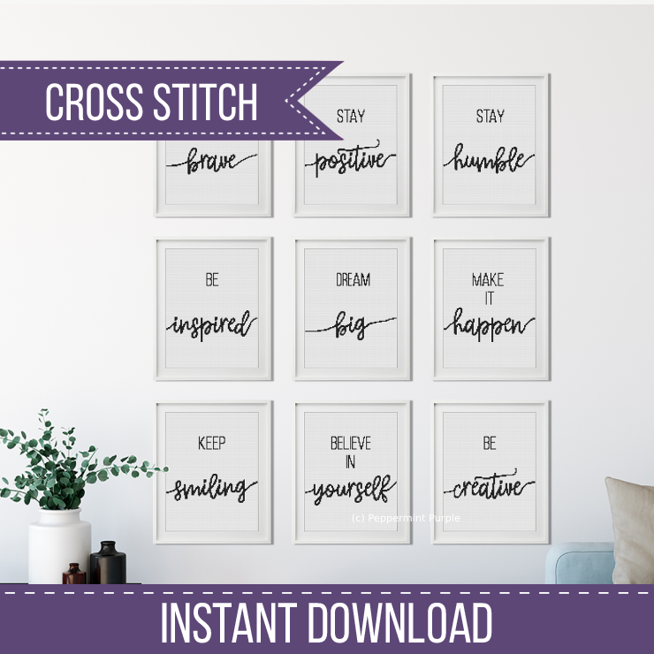 Cross Stitch Inspirational Posters Cross Stitch Pattern by Peppermint Purple