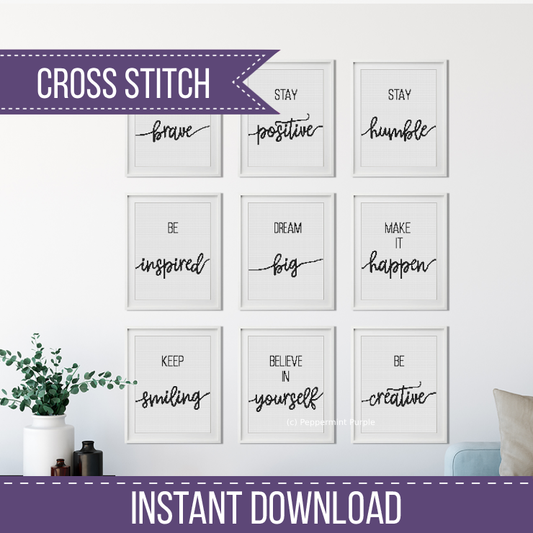 Cross Stitch Inspirational Posters Cross Stitch Pattern by Peppermint Purple