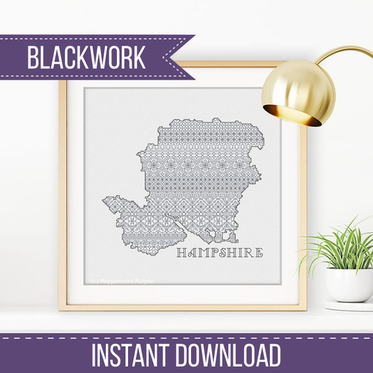 Hampshire Blackwork Pattern by Peppermint Purple