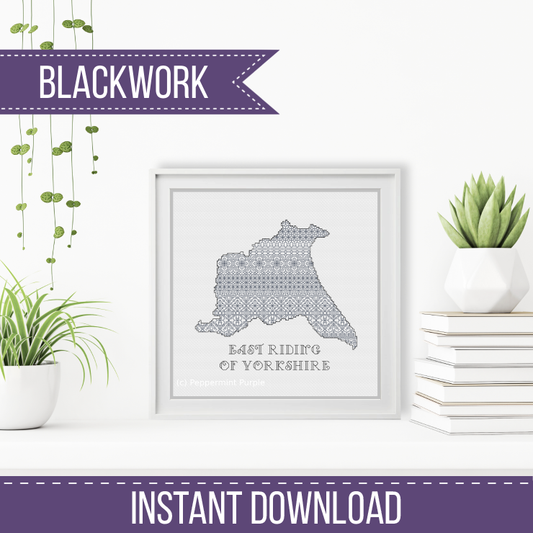 East Riding of Yorkshire Blackwork Pattern by Peppermint Purple