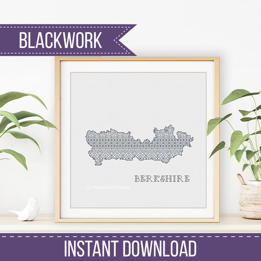 Berkshire Blackwork Pattern Blackwork Pattern by Peppermint Purple