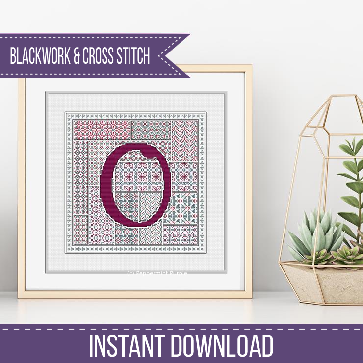 Blackwork Red Letters Blackwork Pattern by Peppermint Purple