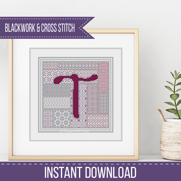 Blackwork Red Letters Blackwork Pattern by Peppermint Purple