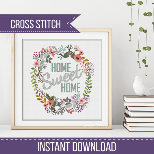 Home Sweet Home Cross Stitch Pattern by Peppermint Purple