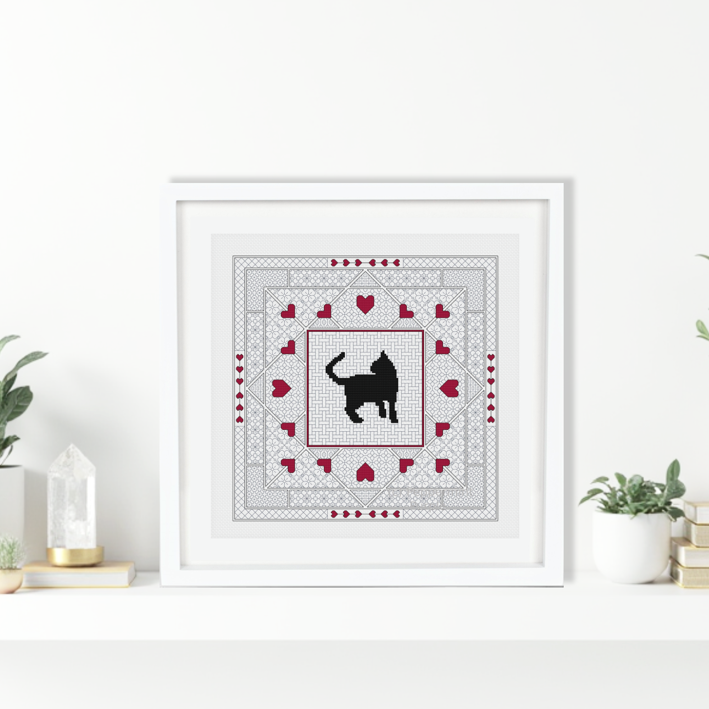Blackwork Cat Pattern Blackwork Pattern by Peppermint Purple