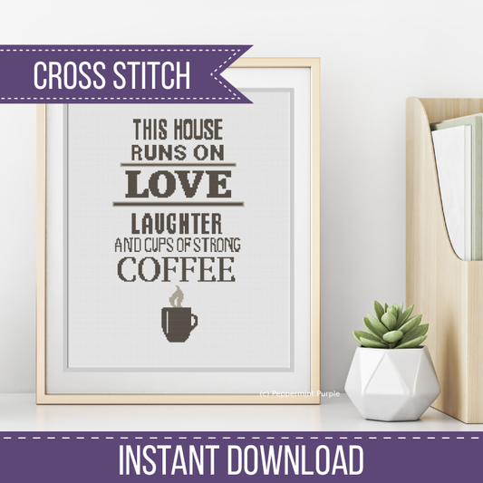 Strong Coffee Cross Stitch Pattern by Peppermint Purple