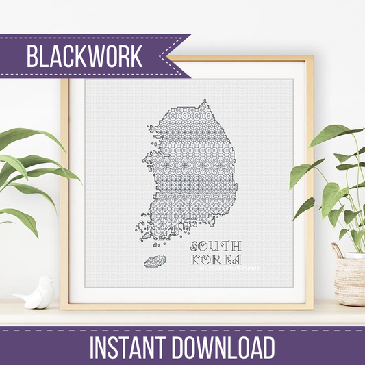 South Korea Blackwork Blackwork Pattern by Peppermint Purple