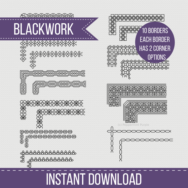 Borders & Corners - Set 1 Blackwork Font by Peppermint Purple