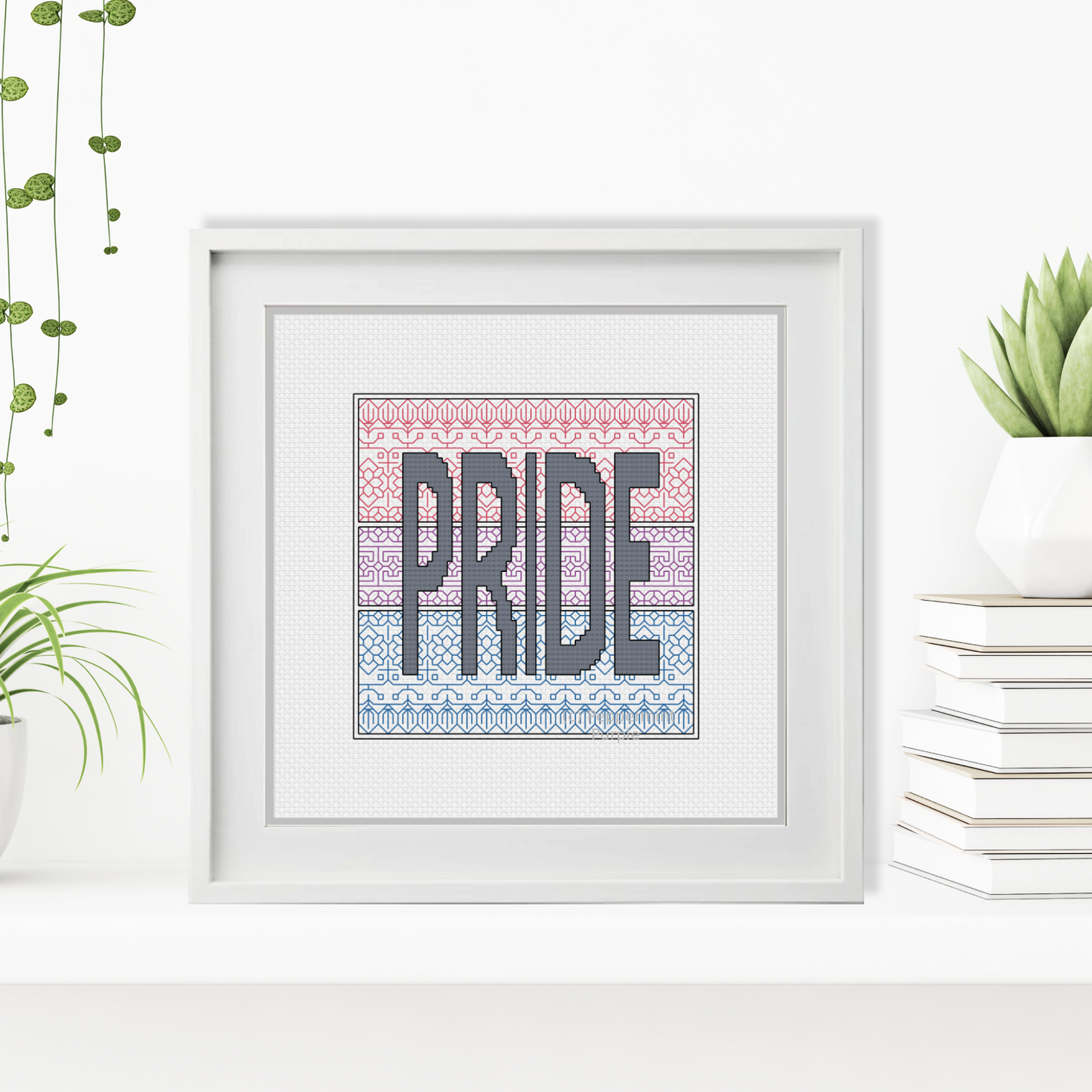 Bi Pride - Stonewall Charity Blackwork Pattern by Peppermint Purple