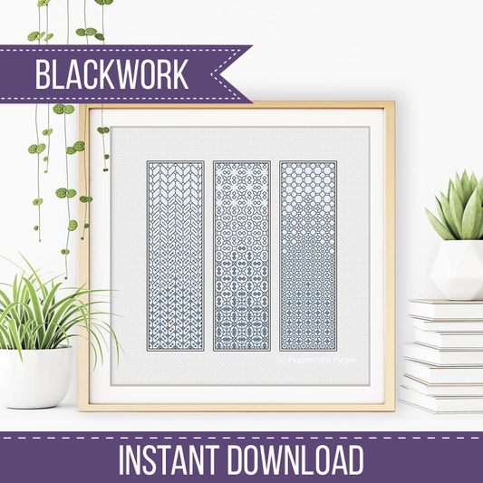 Blackwork Shading Bookmarks Blackwork Pattern by Peppermint Purple