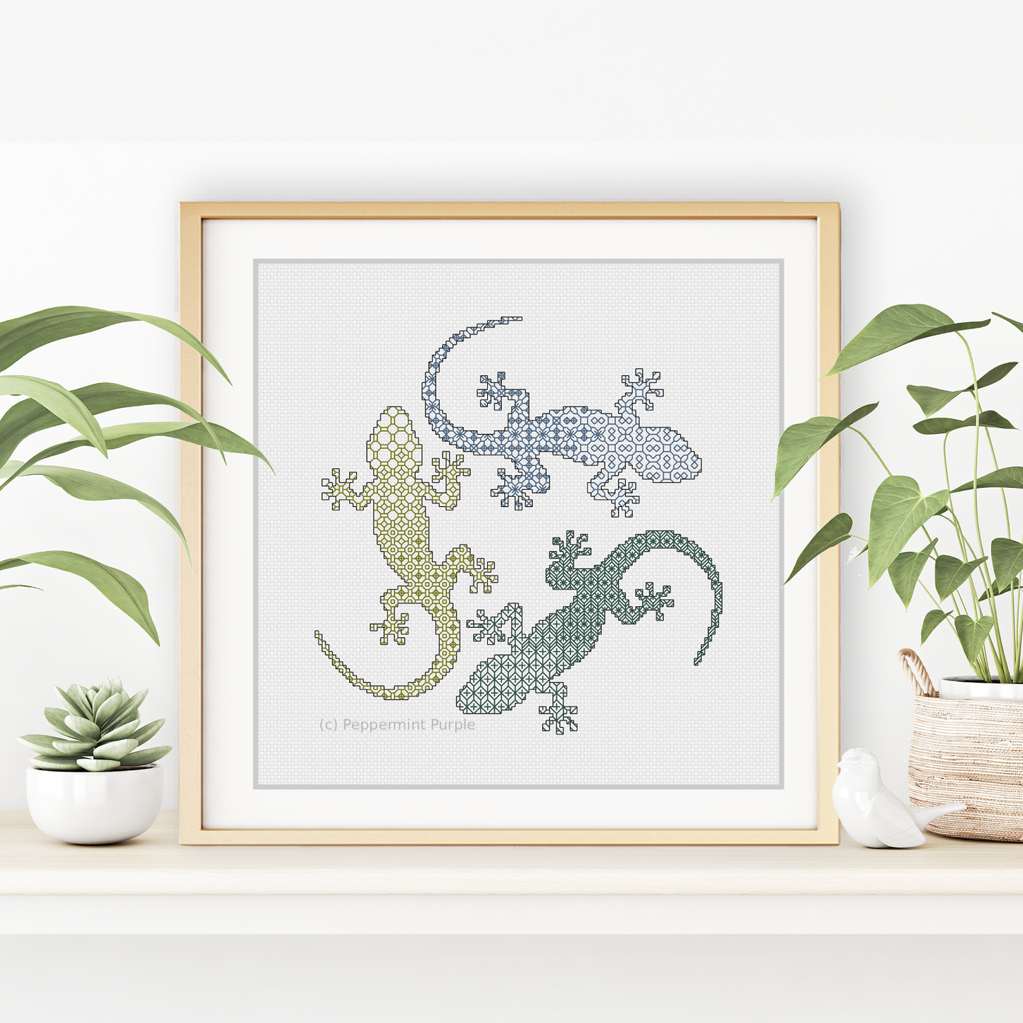 Blackwork Geckos Blackwork Pattern by Peppermint Purple