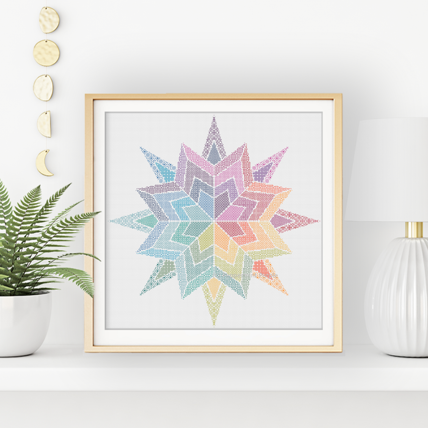 Blackwork Rainbow Star Blackwork Pattern by Peppermint Purple