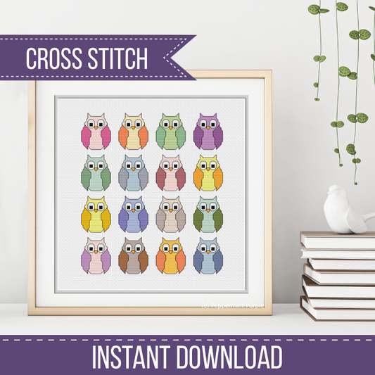 Owls Cross Stitch Pattern by Peppermint Purple