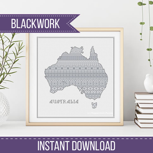 Australian Blackwork Blackwork Pattern by Peppermint Purple