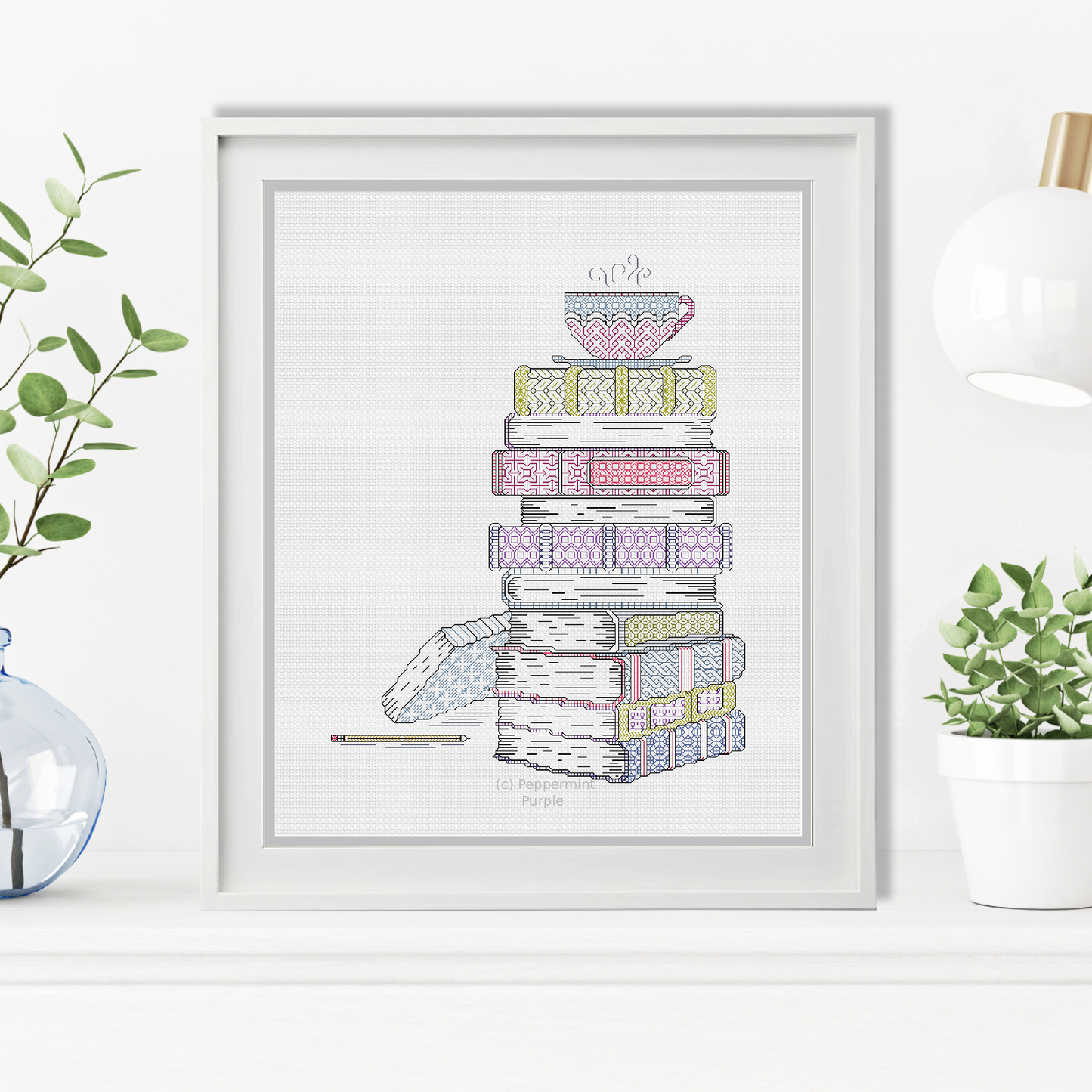 Time To Relax with Tea - Blackwork Books Blackwork Pattern by Peppermint Purple