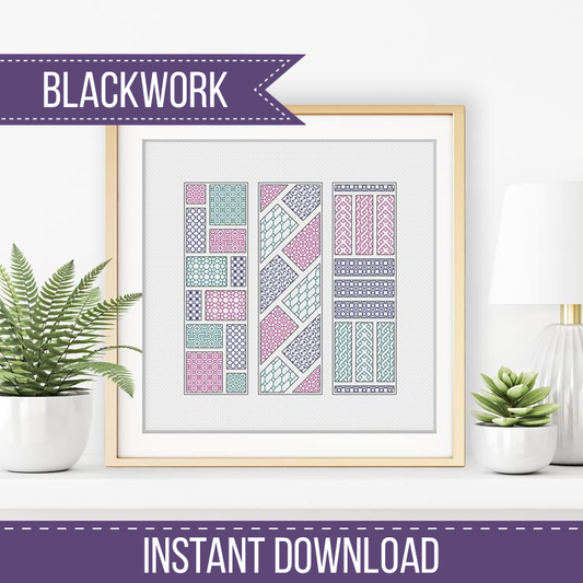 Geometric Bookmarks Blackwork Pattern by Peppermint Purple