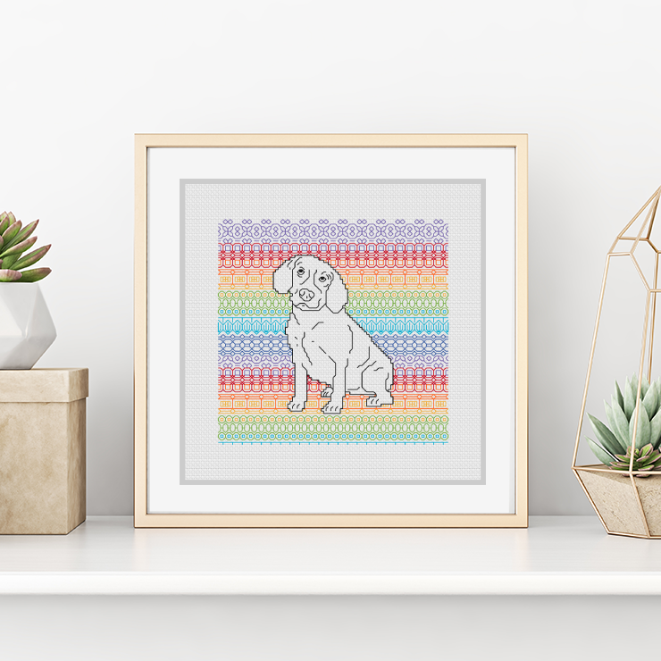 Beagle Blackwork Blackwork Pattern by Peppermint Purple