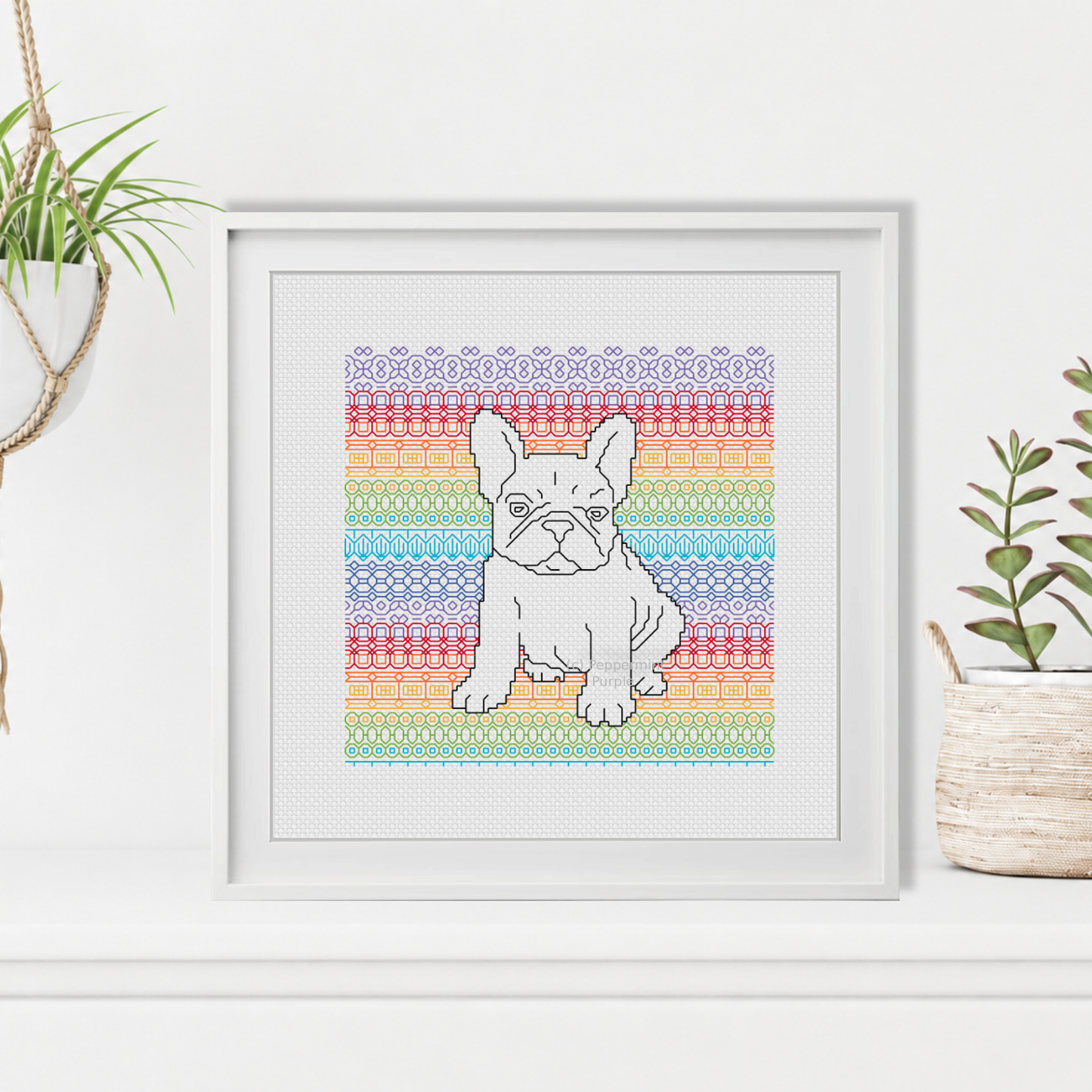 French Bulldog Blackwork Pattern by Peppermint Purple