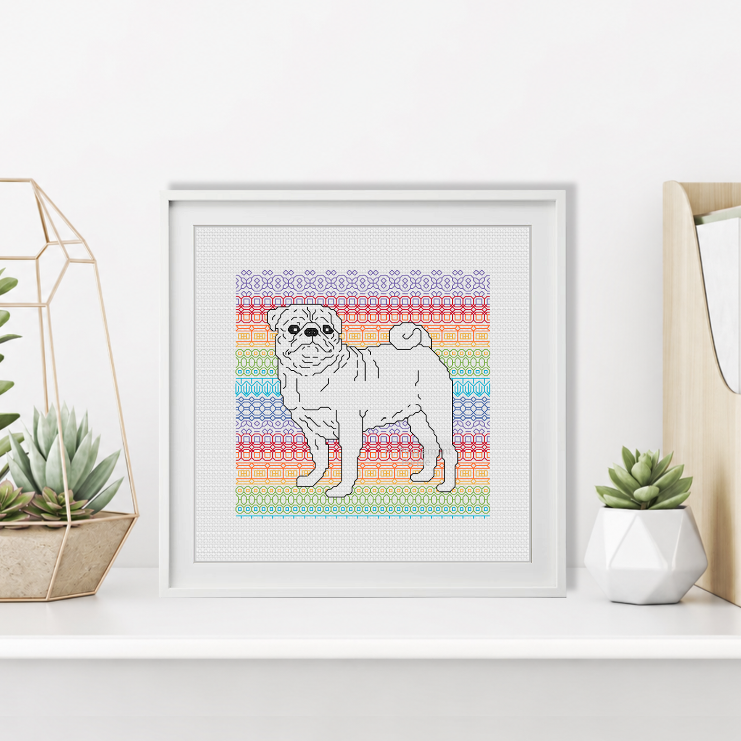 Pug Blackwork Blackwork Pattern by Peppermint Purple
