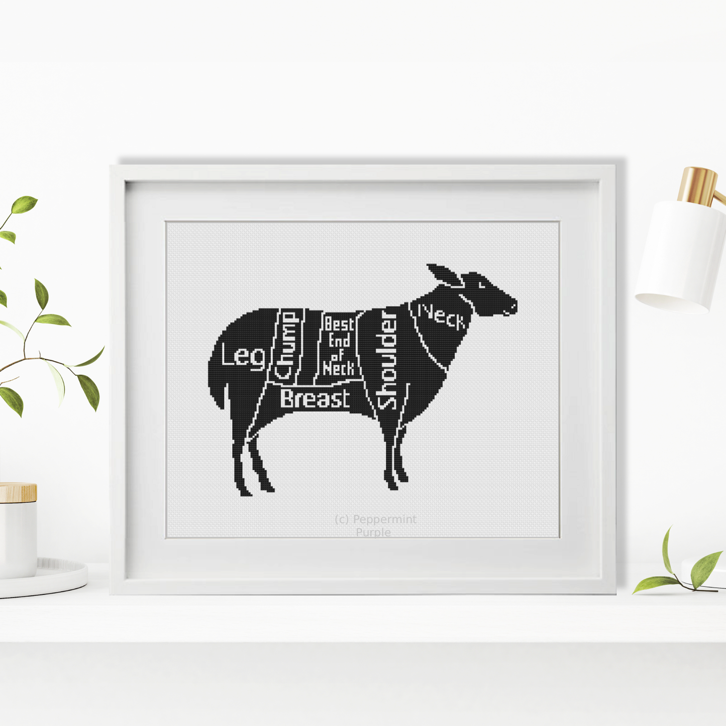 Meat Cuts - Sheep Cross Stitch Pattern by Peppermint Purple