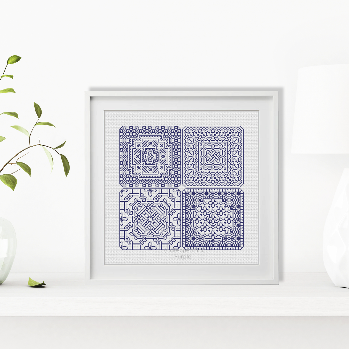 Dutch Tiles Mini Set 10 Blackwork Pattern by Peppermint Purple