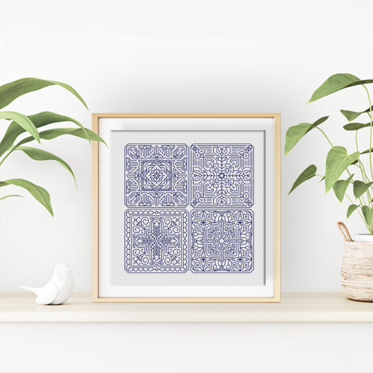 Dutch Tiles Mini Set 23 Blackwork Pattern by Peppermint Purple