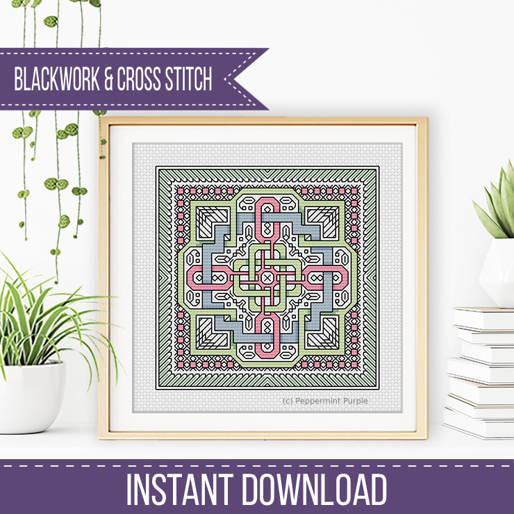 Mini Hints of Celtic Knots Blackwork Pattern by Peppermint Purple